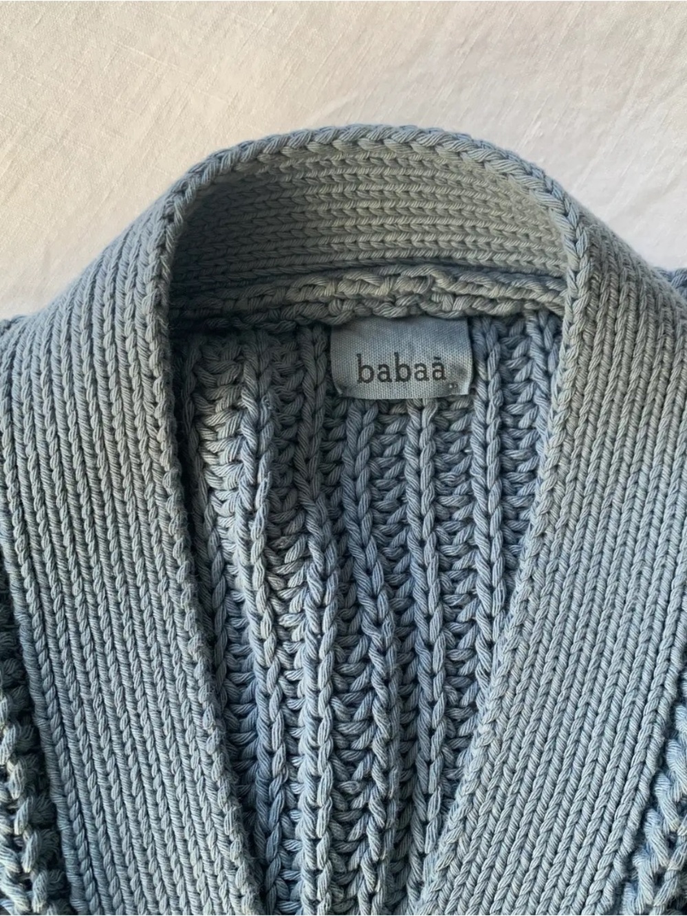 Babaa Blue Chunky V-Neck Button Cardigan - Picture 2 of 3